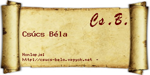 Csúcs Béla névjegykártya