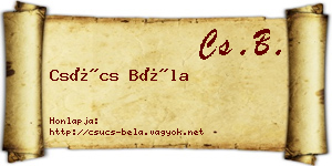 Csúcs Béla névjegykártya